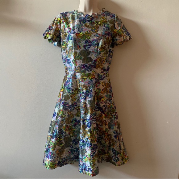 Psychedelic 60s butterfly fit and flare dress (pp) - Picture 3 of 9